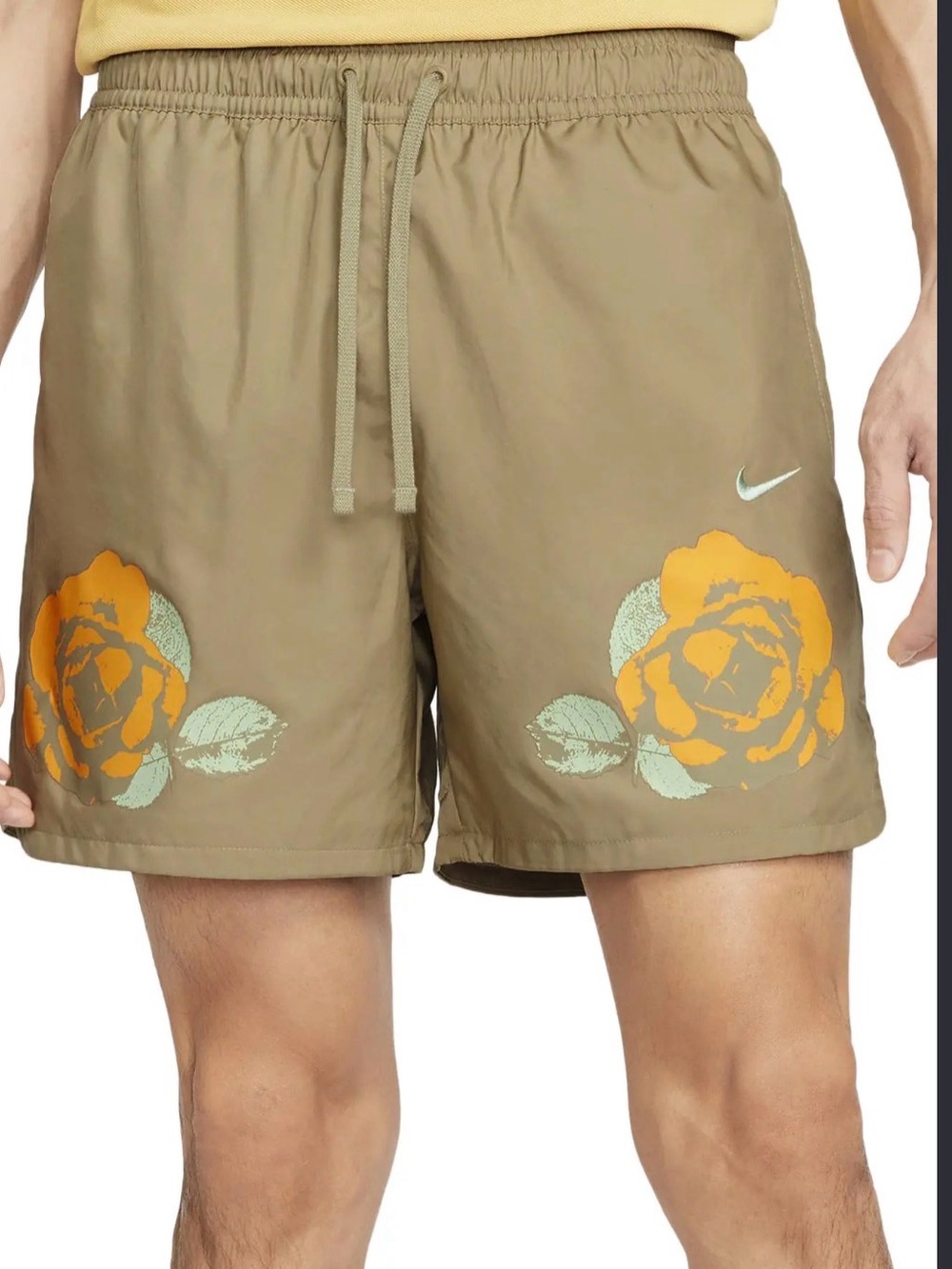 Nike Men Tan Floral Print Bermuda Shorts